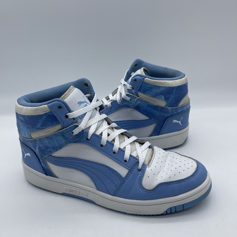 PUMA Rebound LayUp Men's Size 6.5 Sneakers 395109-01 White‎ Blue Athletic Shoes